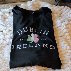 SHEIN Black Dublin Ireland Long Sleeve Tee